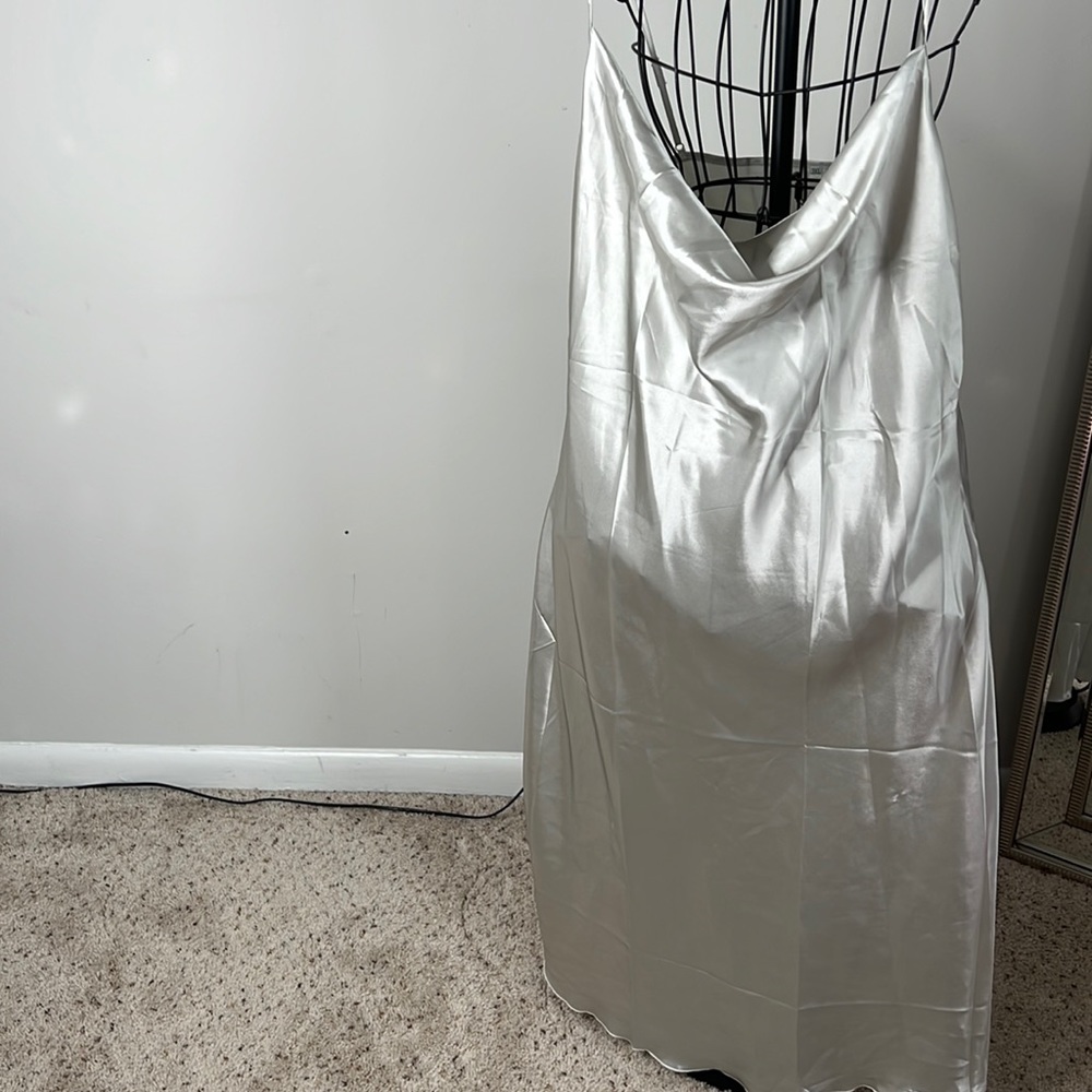 Gray silk dress